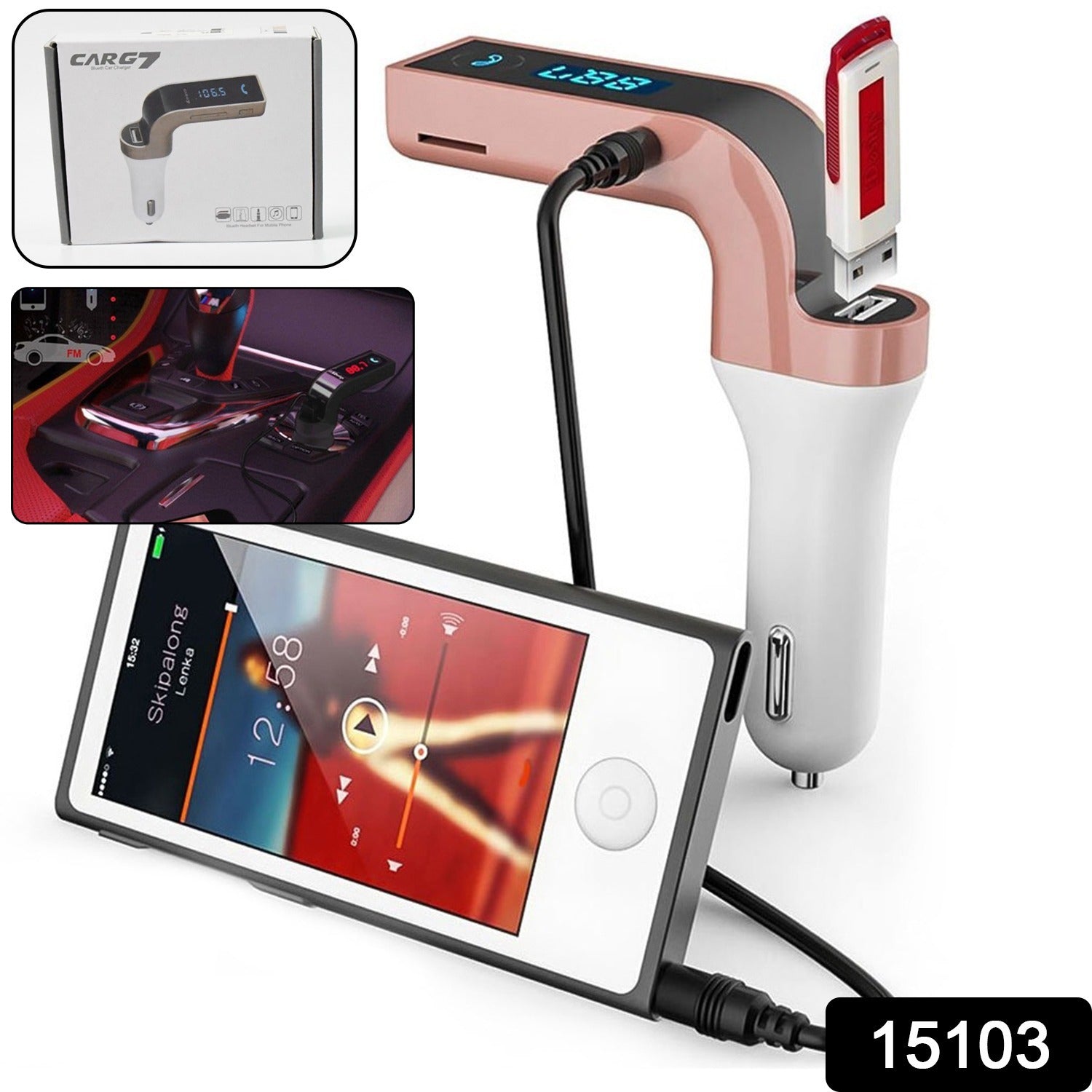Car G7 With Turbo Charging Lcd Bluetooth Charger Fm Kit Mp3 - Shop Gharse
