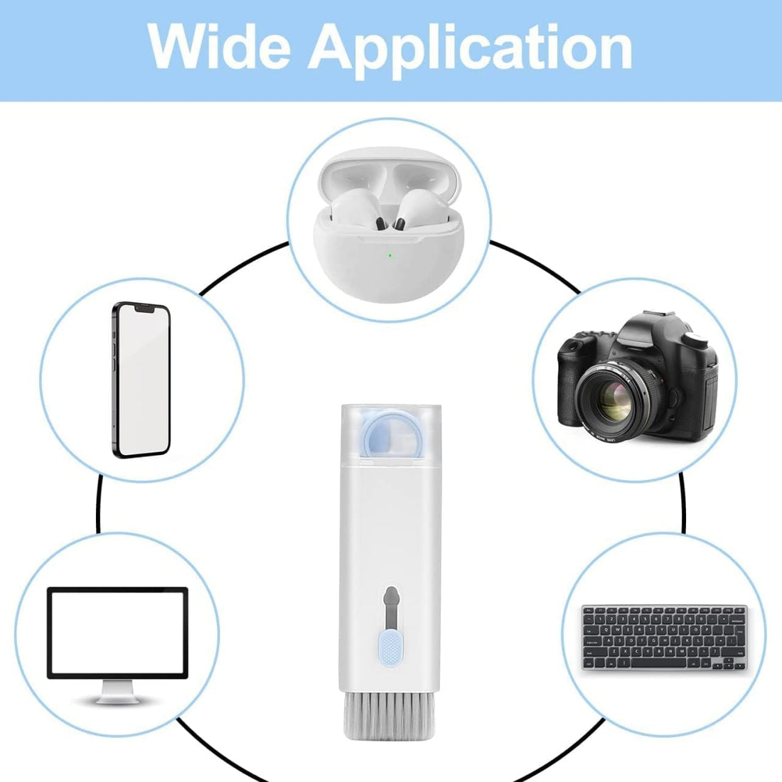 6462 7 In 1 Electronic Cleaner Kit Cleaning Kit For Monitor Keyboard Airpods Screen Dust Brush Including Soft Sweep Swipe Airpod Cleaner Pen Key Puller And Spray Bottle - Shop Gharse