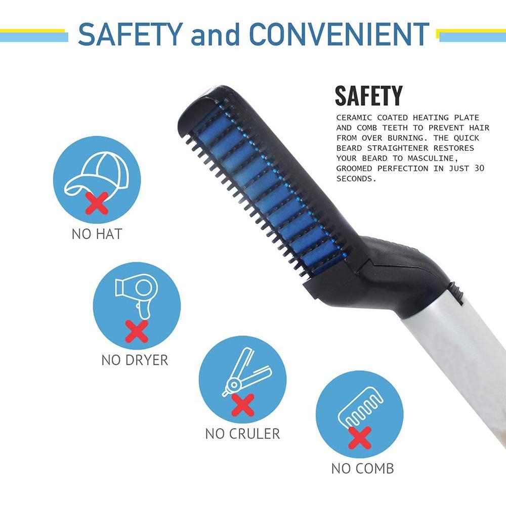 348 Mens Beard And Hair Curling Straightener (Modelling Comb) - Shop Gharse