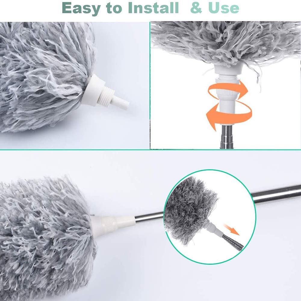1279 Microfiber Dusters For Cleaning Telescoping Feather Duster With 100 Inches Extendable Handle Pole Dusting Cleaning Tools For Cleaning High Ceiling Ceiling Fan Blinds Cobwebs Furniture Cars - Shop Gharse