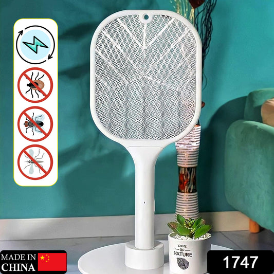 1747 Mosquito Killer Racket  Rechargeable Automatic Electric Fly Swatter  Mosquito Zapper Racket With Uv Light Lamp  Mosquito Swatter With Usb Charging Base  Electric Insect Killer Racket Machine Bat - Shop Gharse