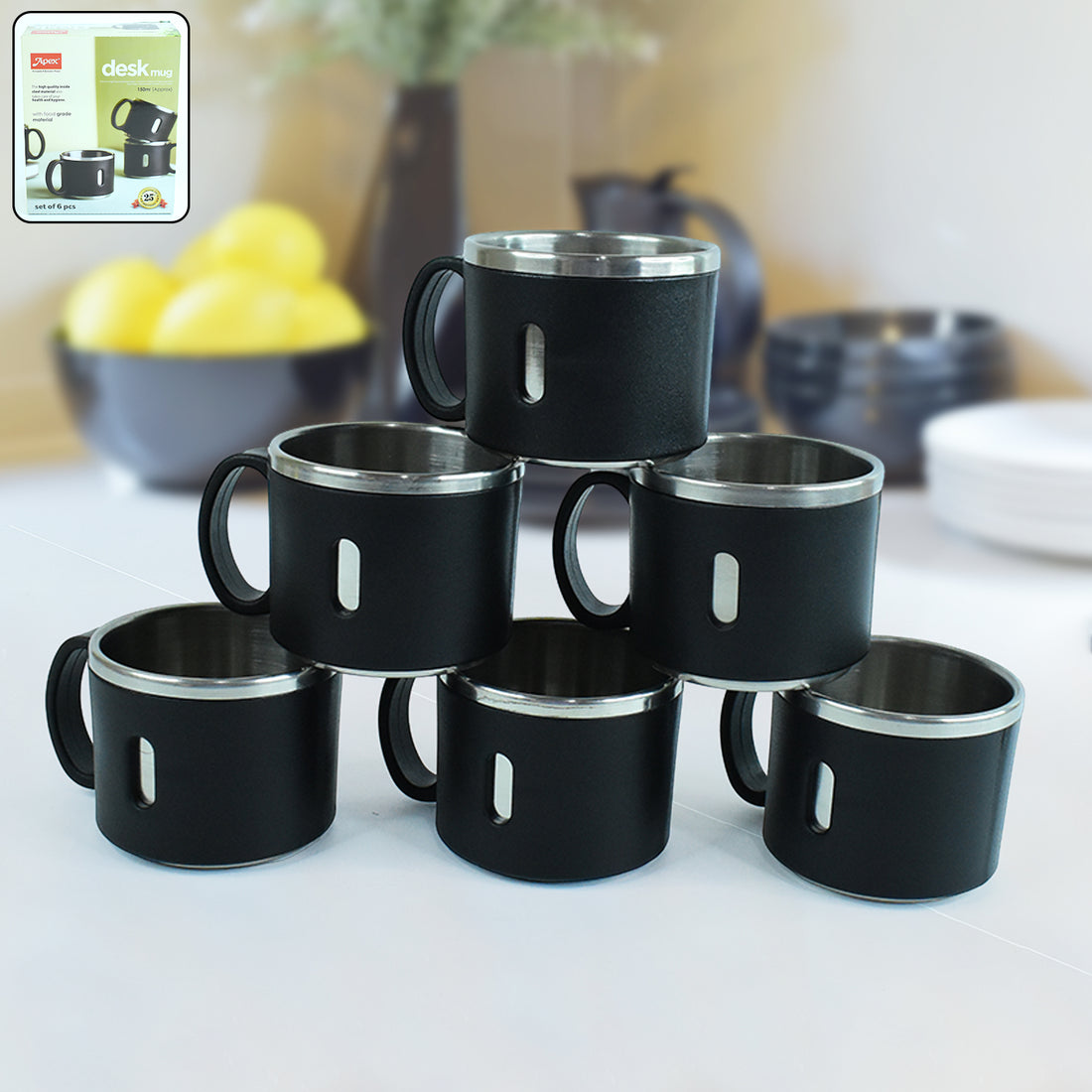 Apex Stainless Steel Desk Mug (6 Pc) - Shop Gharse
