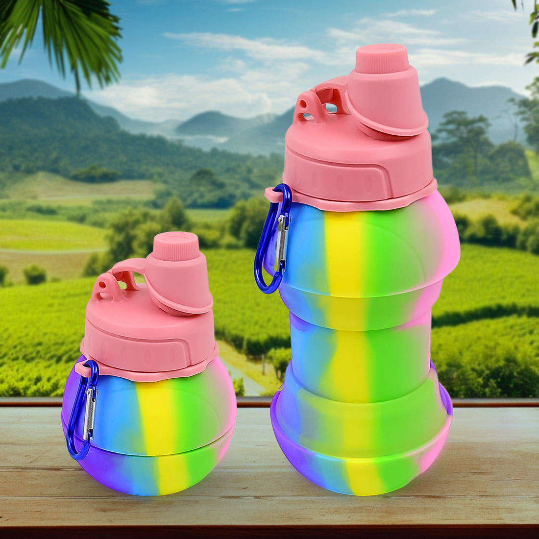 Flexible Collapsible Silicone Sports Water Bottle (260 Ml  20 Cm Folding) - Shop Gharse