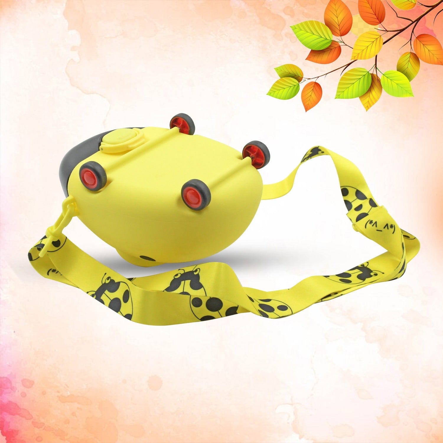 8822 Cute Plastic Bug Shape Water Bottle With Adjustable Shoulder Strap 4 Wheel   Straw Portable Drinking Cup Water Bottle For Kids  Water Bottle  Return Gift For Kids  Water Bottle With Straw  School Kinds Water Bottle (1 Pc) - Shop Gharse