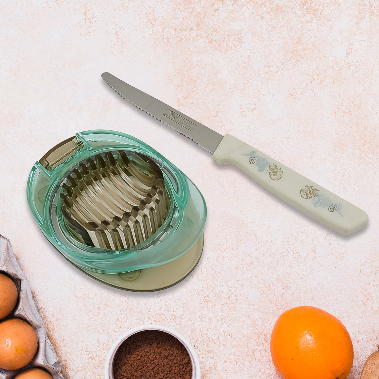 Stainless Steel Egg Slicer  Knife (2 Pc Set) - Shop Gharse
