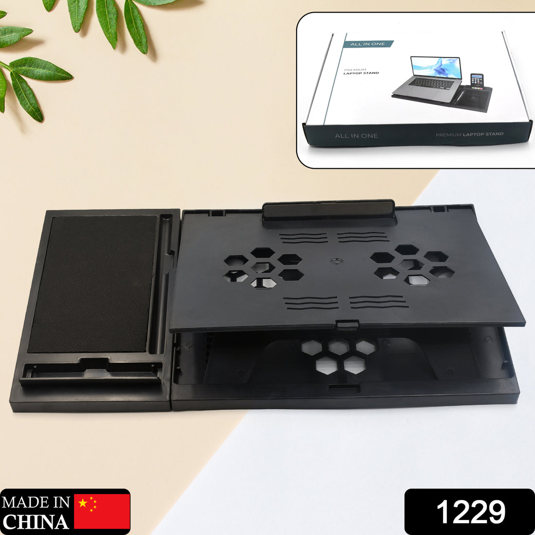 1229 Laptop Stand Suitable Portable Foldable Compatible With Macbook Notebook Tablet Tray Desk Table Book With Free Phone Stand - Shop Gharse