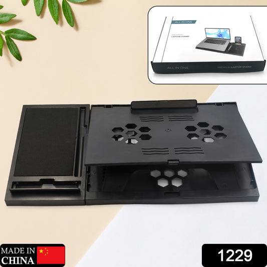 1229 Laptop Stand Suitable Portable Foldable Compatible With Macbook Notebook Tablet Tray Desk Table Book With Free Phone Stand - Shop Gharse