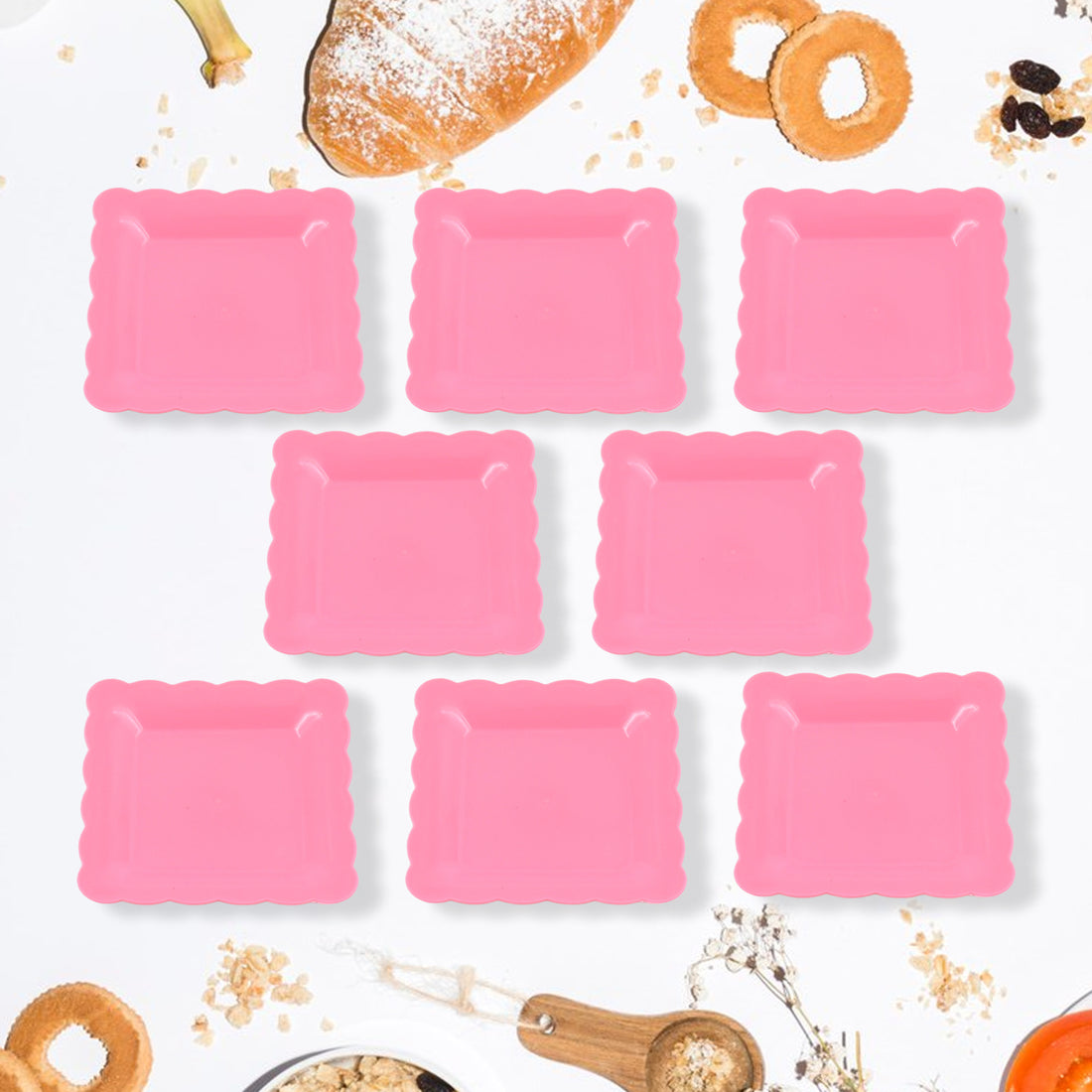 10032 Square Plastic Dinner Plate Snacks  Breakfast Restaurant Serving Trays Home School Coffee Hotel Kitchen Office (8 Pcs Set) - Shop Gharse