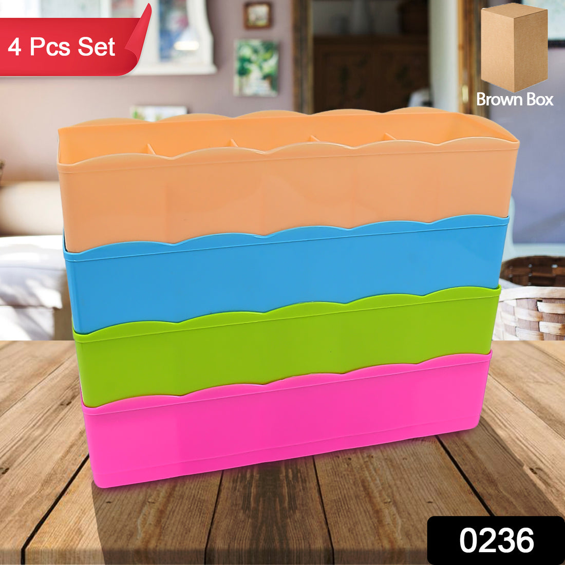 236 5-compartments Sockshandkerchiefunderwear Storage Box Socks Drawer Closet Organizer Storage Boxes (Pack Of 4) - Shop Gharse