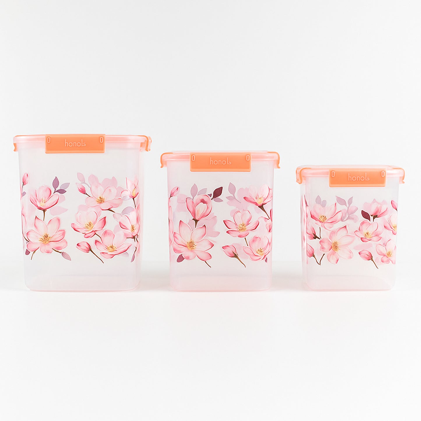 Square 3 Pcs Floral Printed Airtight Storage Container Set  Approx 2.8 Ltr 4.5 Ltr 6.9 Ltr (3 Pcs Set) - Shop Gharse