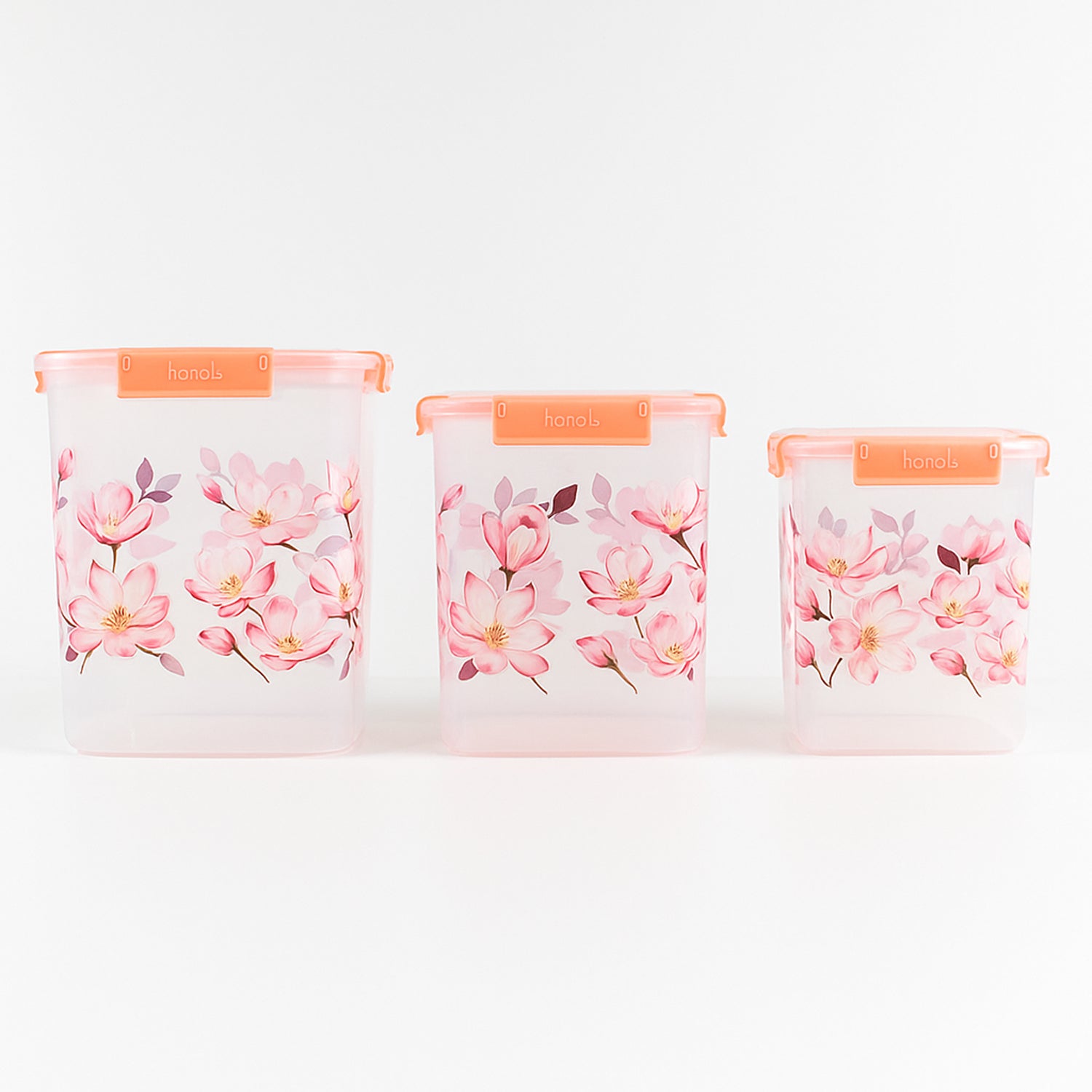 Square 3 Pcs Floral Printed Airtight Storage Container Set  Approx 2.8 Ltr 4.5 Ltr 6.9 Ltr (3 Pcs Set) - Shop Gharse