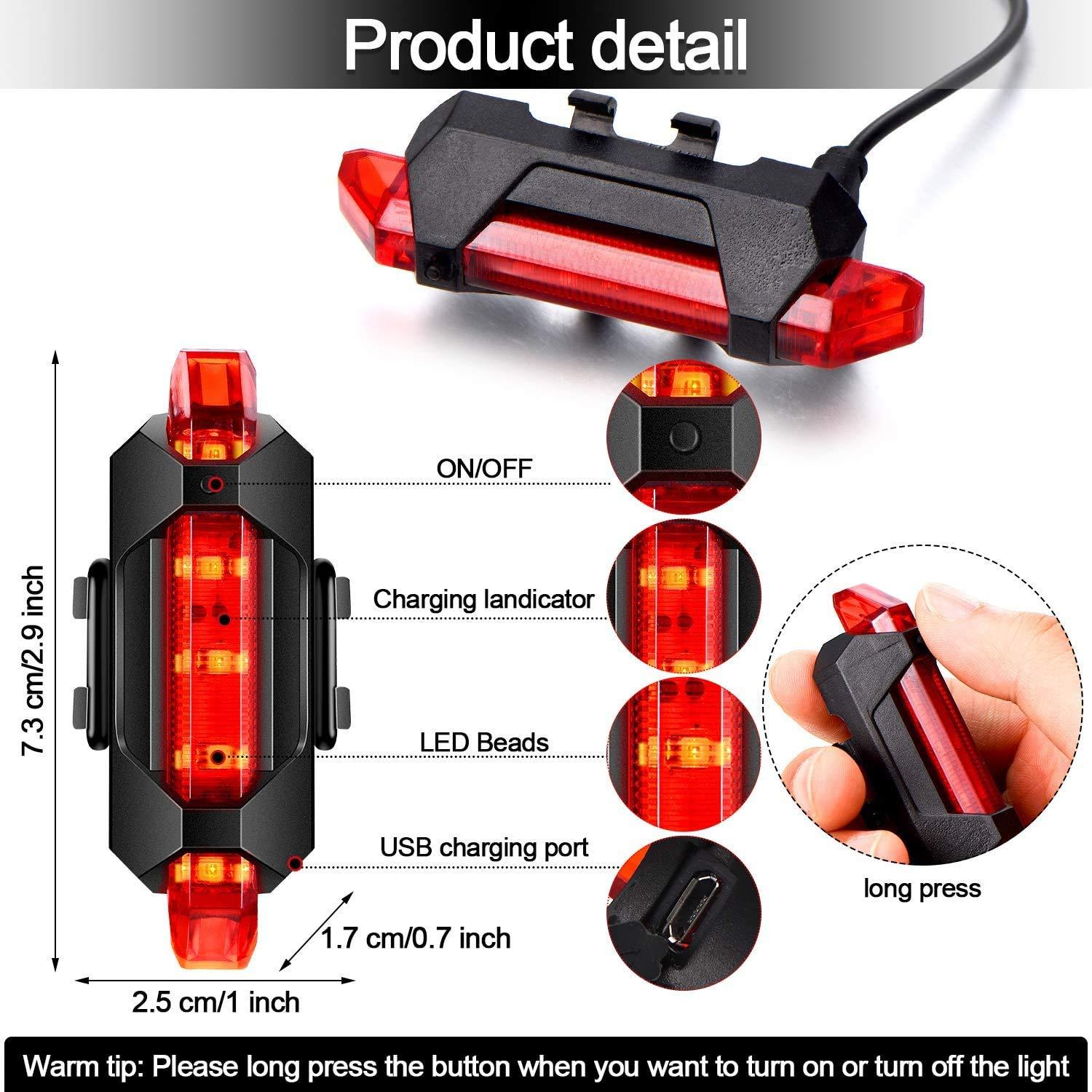 1561 Rechargeable Bicycle Front Waterproof Led Light (Red) - Shop Gharse