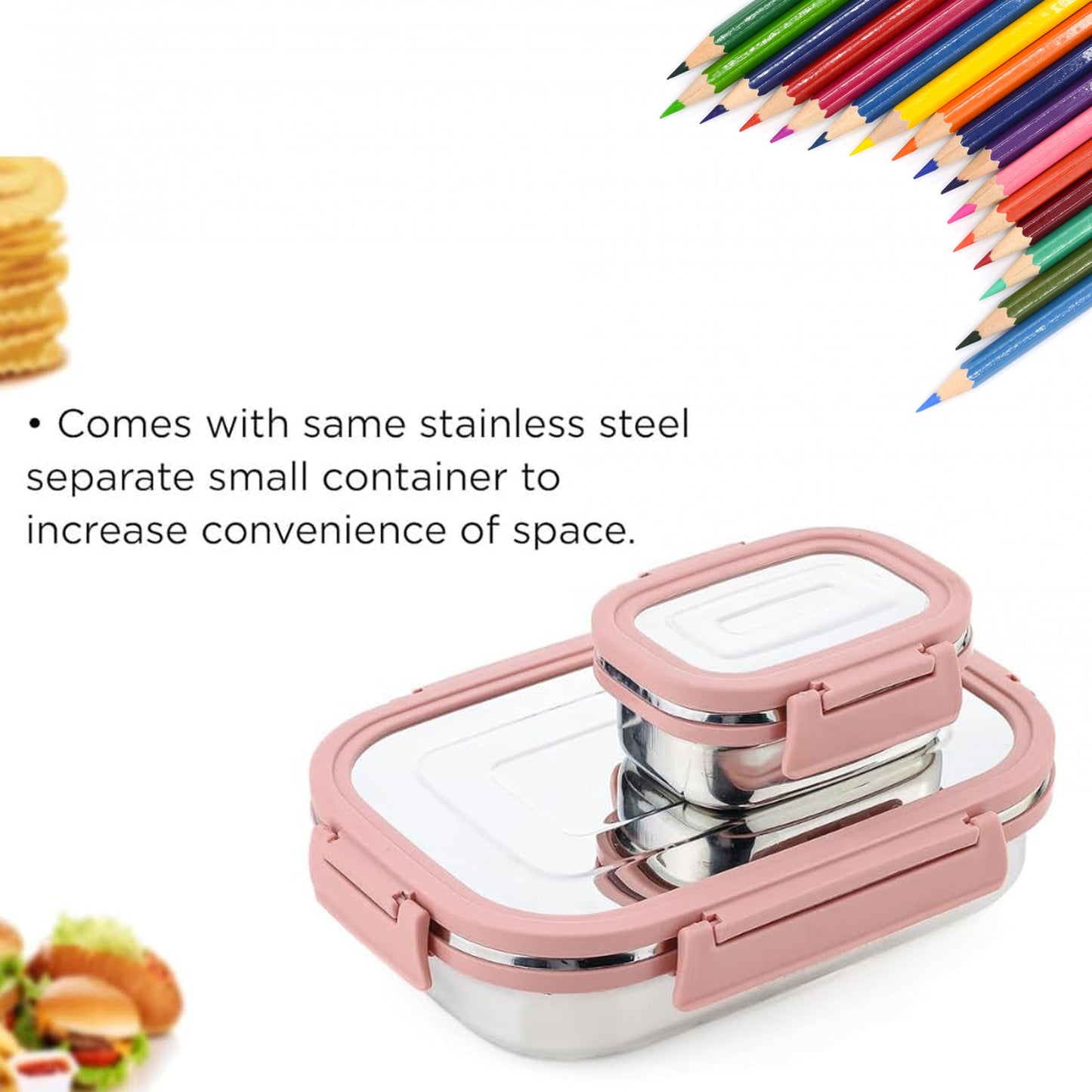 Premium Stainless Steel Leak Proof Air Tight Lunch Boxes (900ml+200ml Approx  2 Pc Set) - Shop Gharse