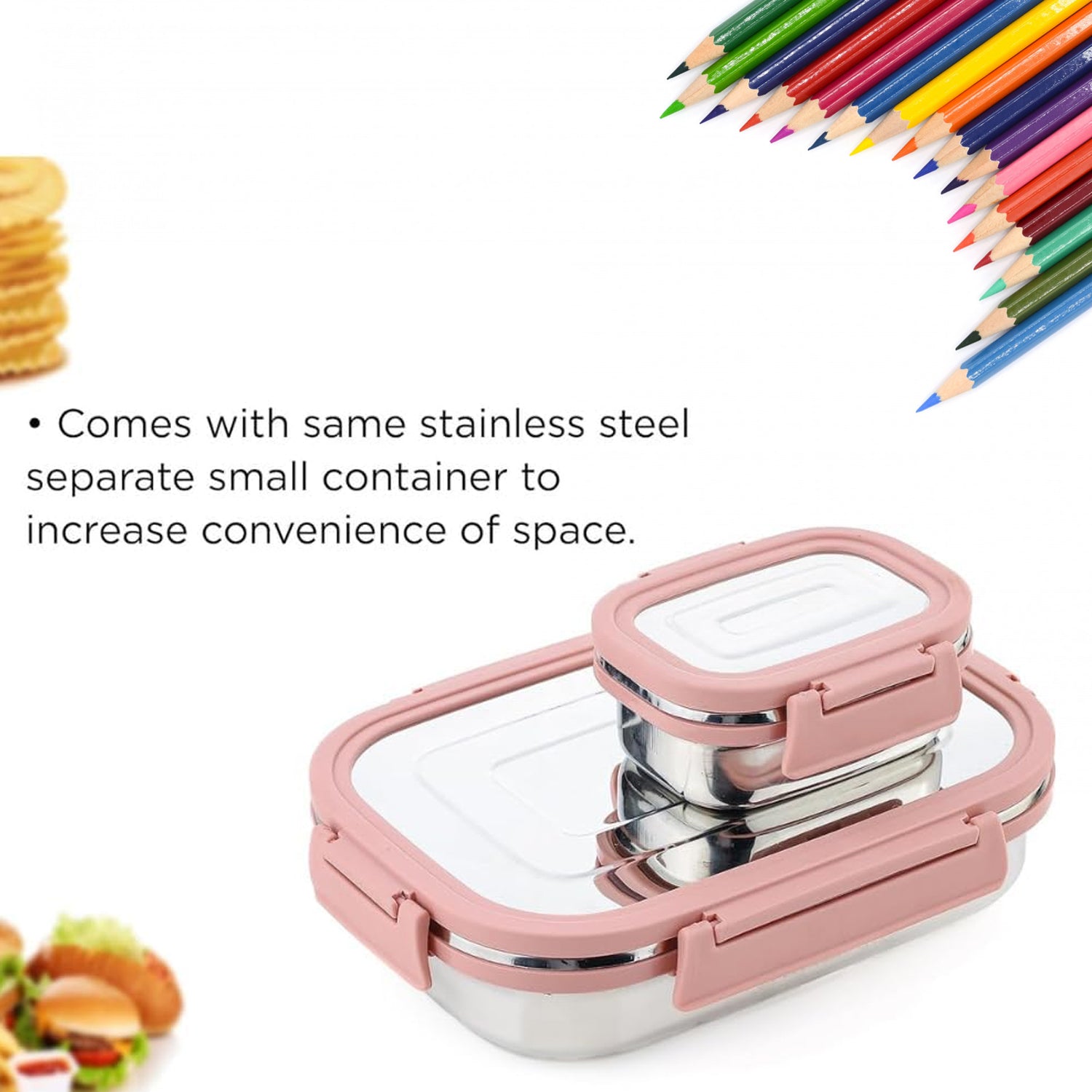 Premium Stainless Steel Leak Proof Air Tight Lunch Boxes (900ml+200ml Approx  2 Pc Set) - Shop Gharse