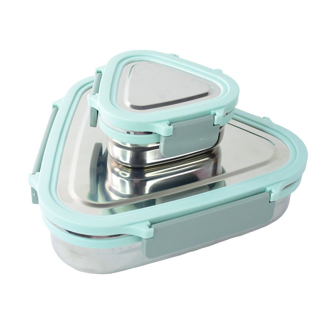 Ganesh Trinity 2-piece Stainless Steel Triangle Lunch Box Set - Shop Gharse