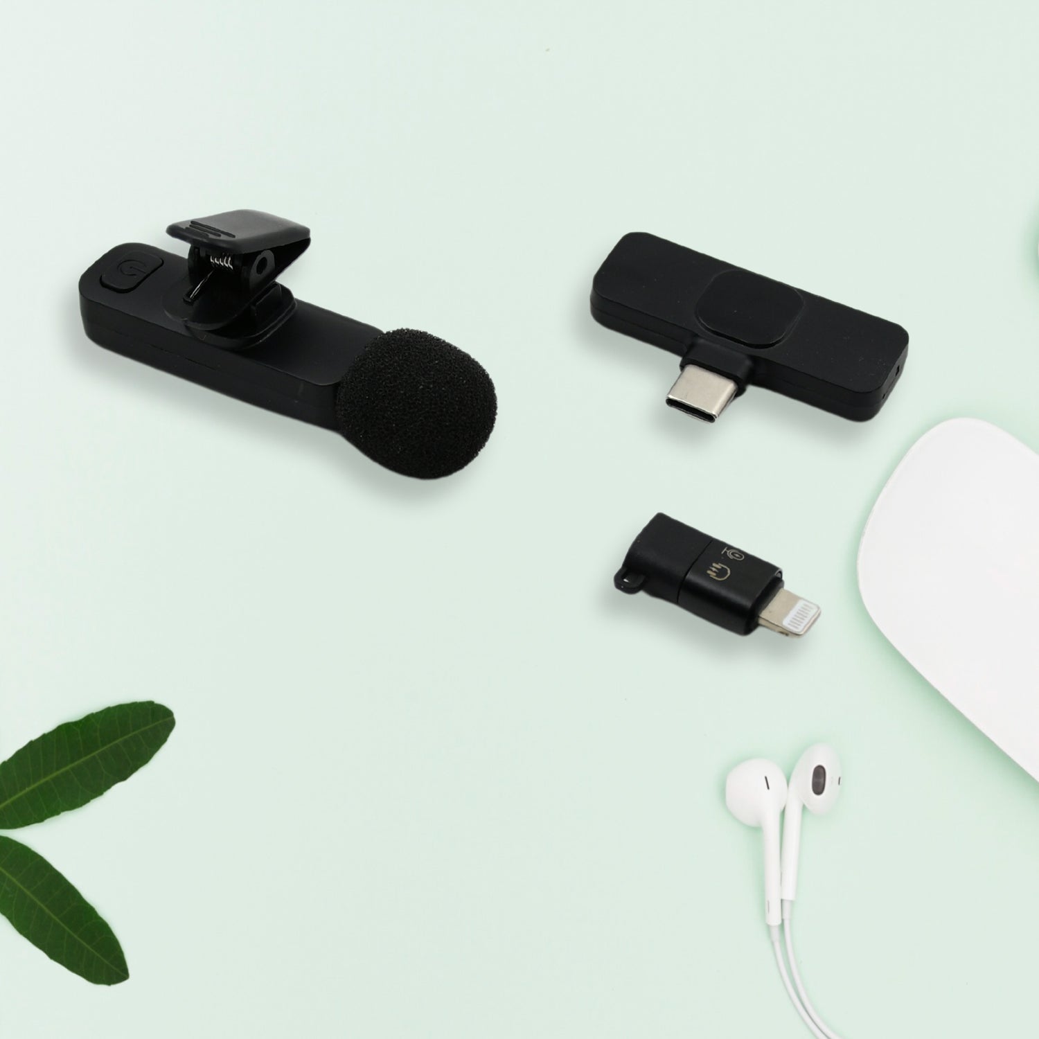 12639 Intelligent Noise Cancelling Live Streaming Clip On Microphone For Type-c  For Iphone With Charging Mini Wireless Lapel Collar Microphone - Shop Gharse