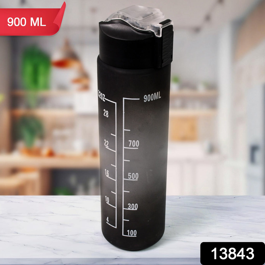 Plastic Black Motivational Water Bottle With Straw (900 Ml) - Shop Gharse