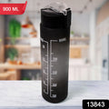 Plastic Black Motivational Water Bottle With Straw (900 Ml) - Shop Gharse