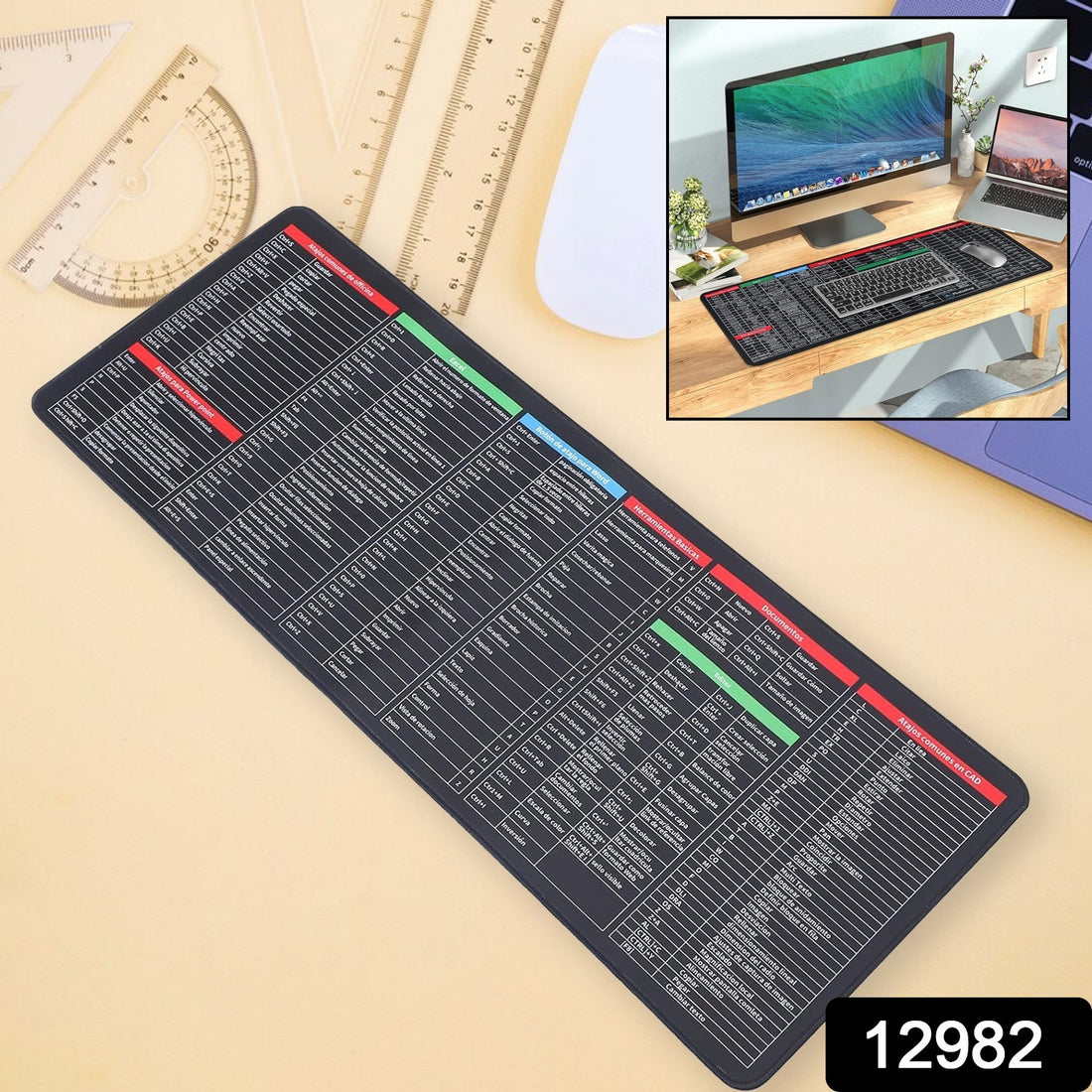 12982 Shortcut Keyboard Mat Mouse Pad Mat Mouse Pads For Desk Quick Key Super Large Anti-slip Keyboard Pad Desk Accessories Desktop Mouse Pad Office Oversized Big Mouse Pad Rubber (8030 Cm) - Shop Gharse