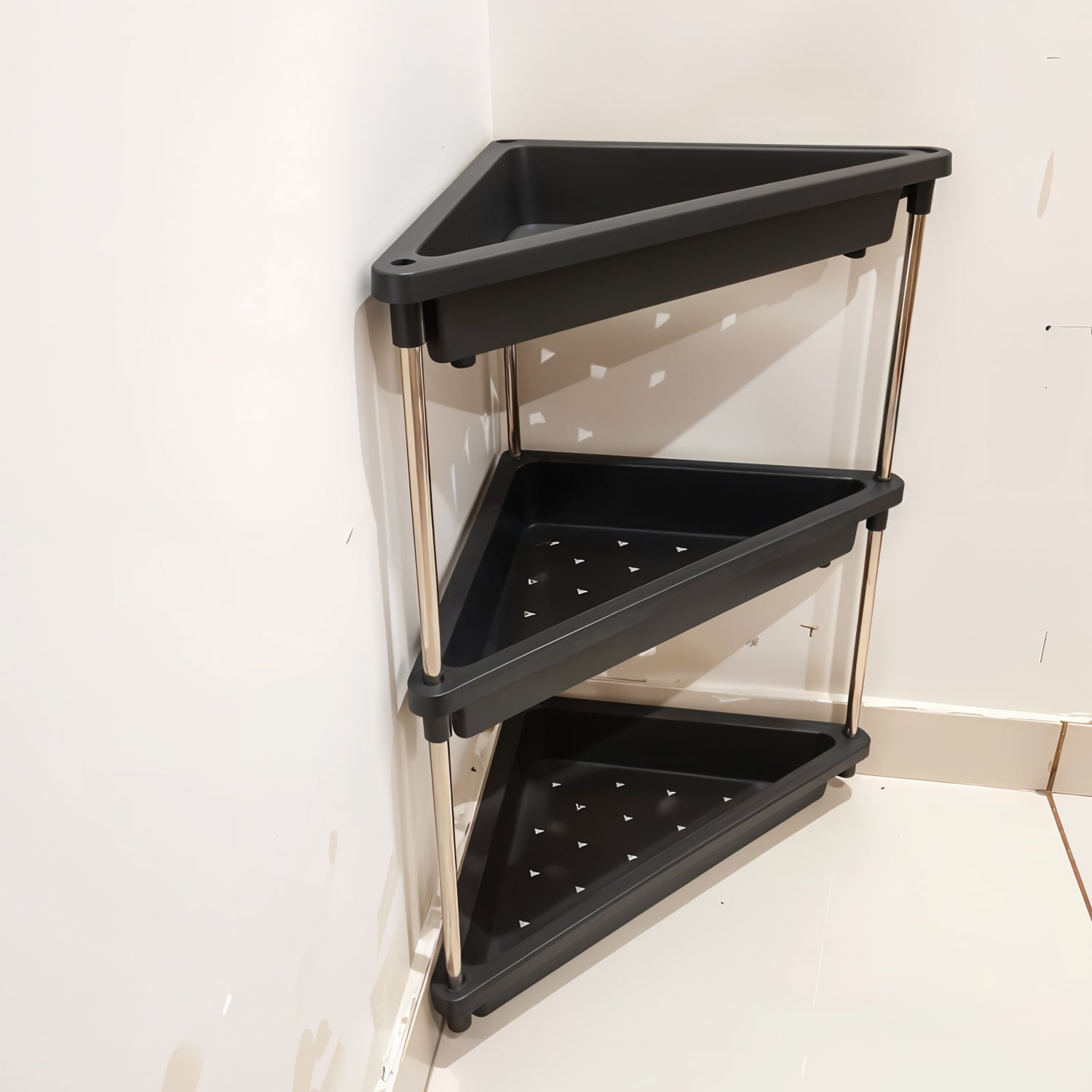 3-layer Multipurpose Plastic Corner Storage Rack - Shop Gharse