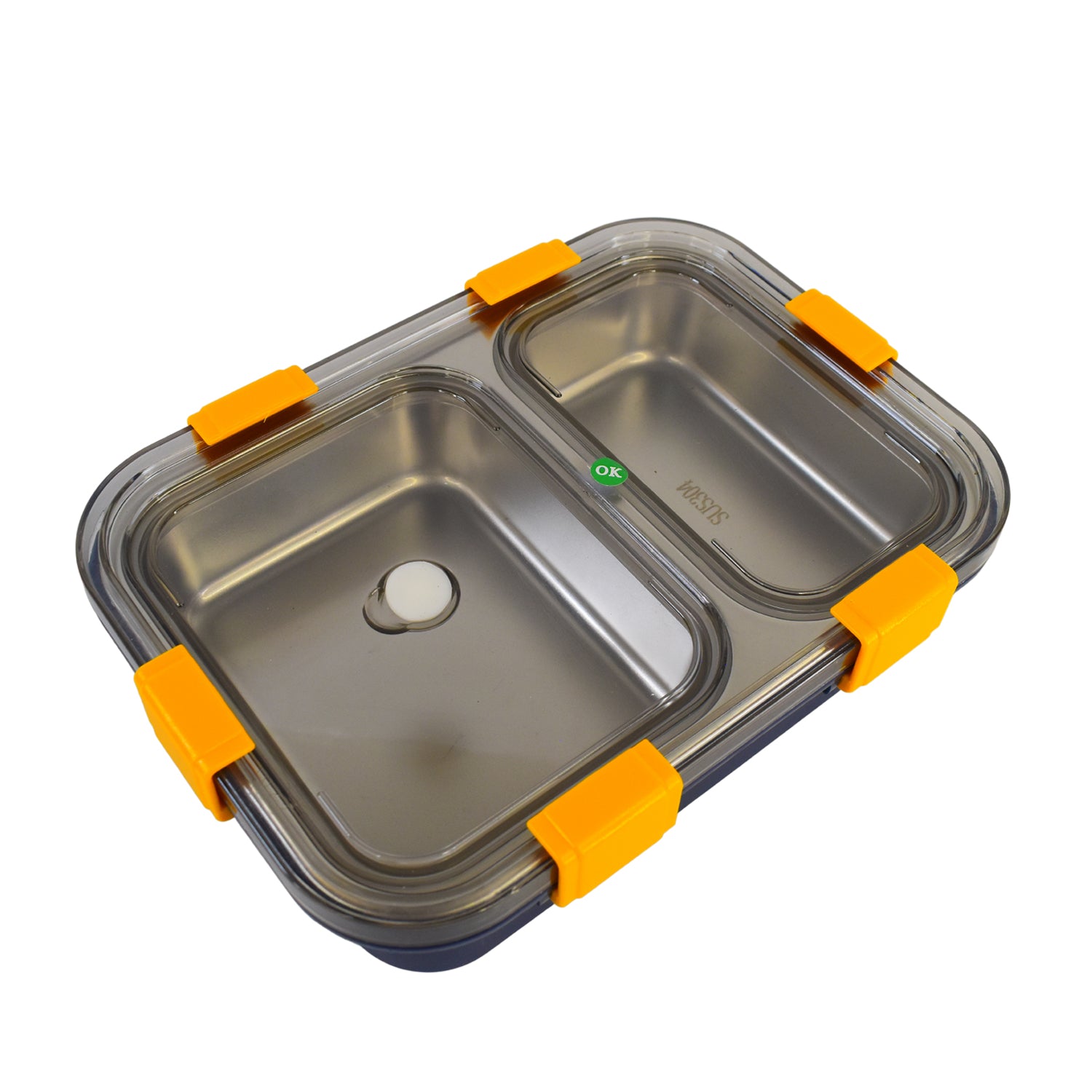 Stainless Steel Lunch Box 2 Section Lunch Box With Spoon - Shop Gharse