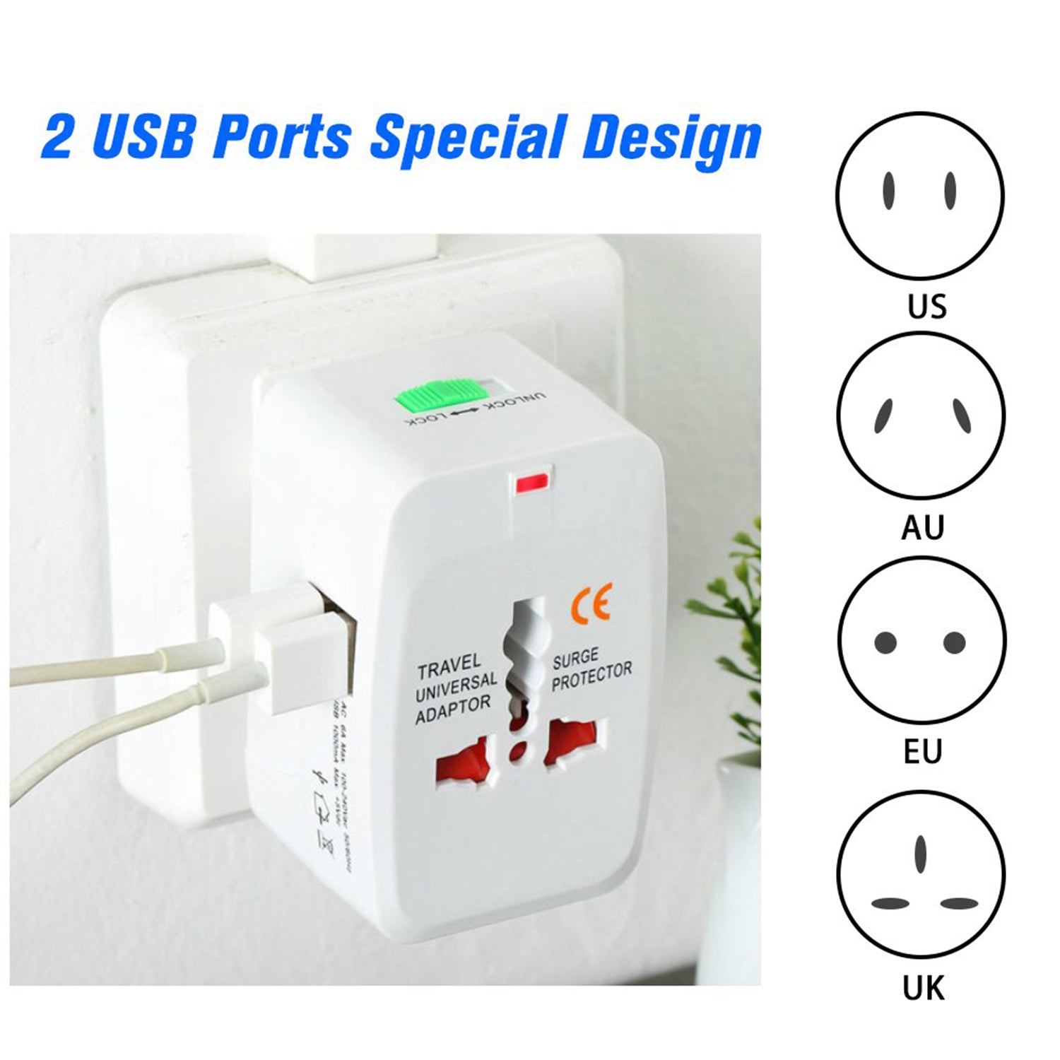 12671 All-in-one Universal Worldwide Travelling Ac Adaptor Plug (Au  Uk  Us  Eu) International Power Charger Electric Usb Power Plug Socket Adapter Converter (1 Pc) - Shop Gharse