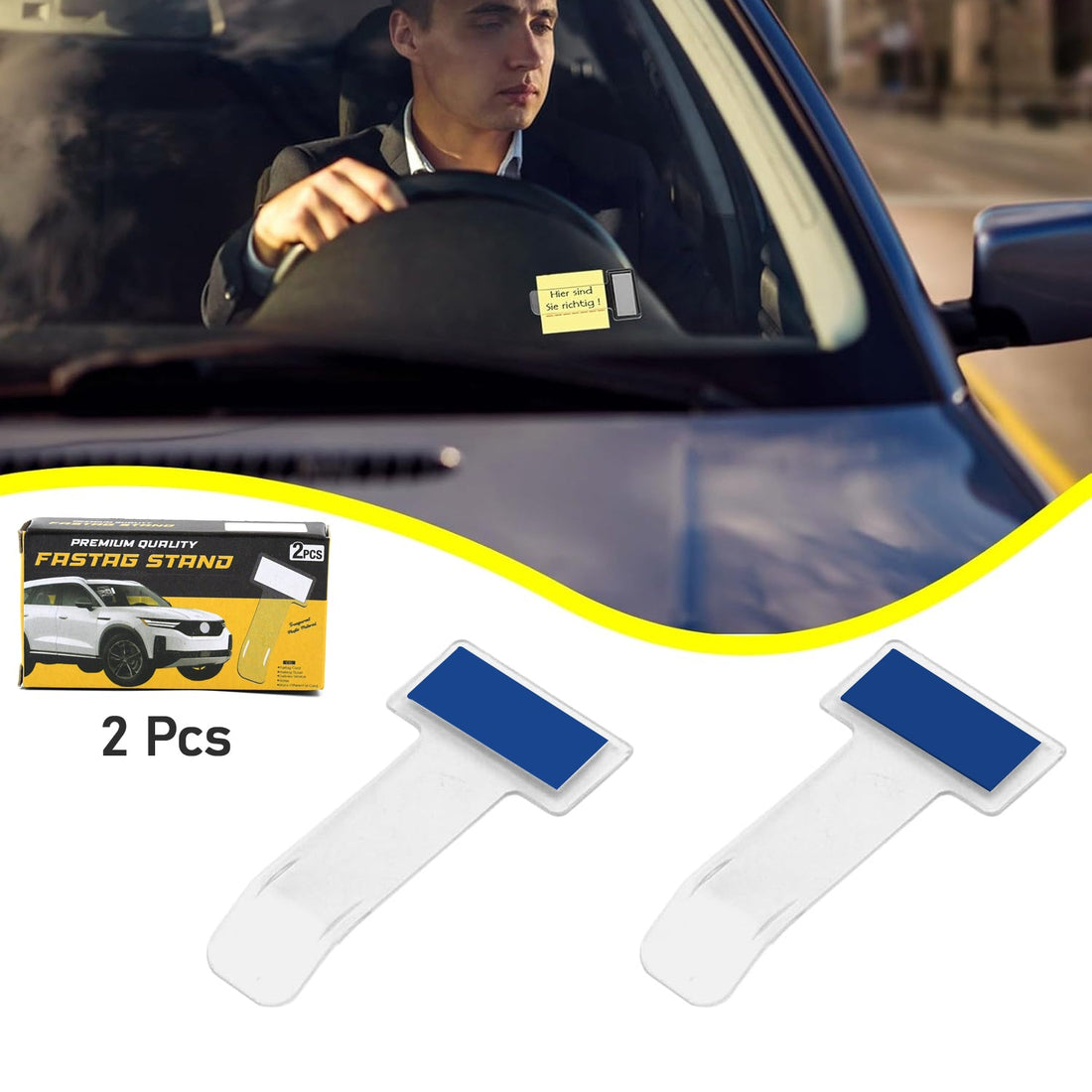 Windscreen Cardholder Fastag Stand Transparent Ticket Holder Car (2 Pc Set) - Shop Gharse
