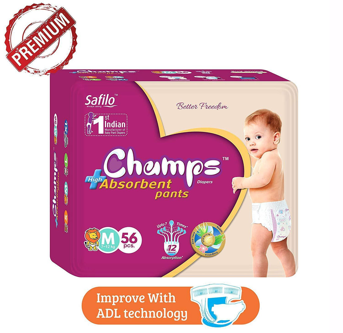 952 Premium Champs High Absorbent Pant Style Diaper Medium Size 40 Pieces (952_medium_40) - Shop Gharse