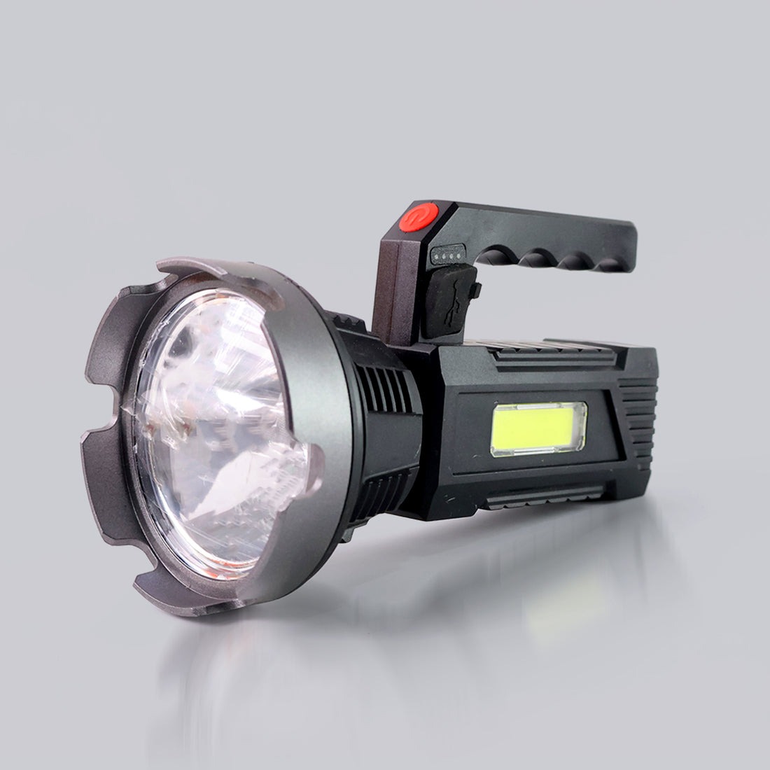 Heavy-duty Rechargeable Usb Led Hand Torch With Cob Side Light (1 Pc)