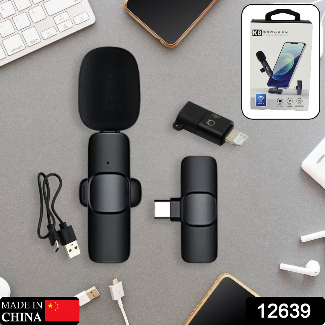12639 Intelligent Noise Cancelling Live Streaming Clip On Microphone For Type-c  For Iphone With Charging Mini Wireless Lapel Collar Microphone - Shop Gharse