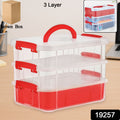 3-layer Multi-purpose Transparent Plastic Storage Carry Box With Handle - Shop Gharse