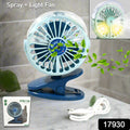 17930 Portable Clip-on Fan Battery Operated With Light  Spray Small Yet Powerful Usb Table Fan 3-speed Quiet Rechargeable Mini Desk Fan 360 Rotation Personal Cooling Fan For Home Office Camping - Shop Gharse