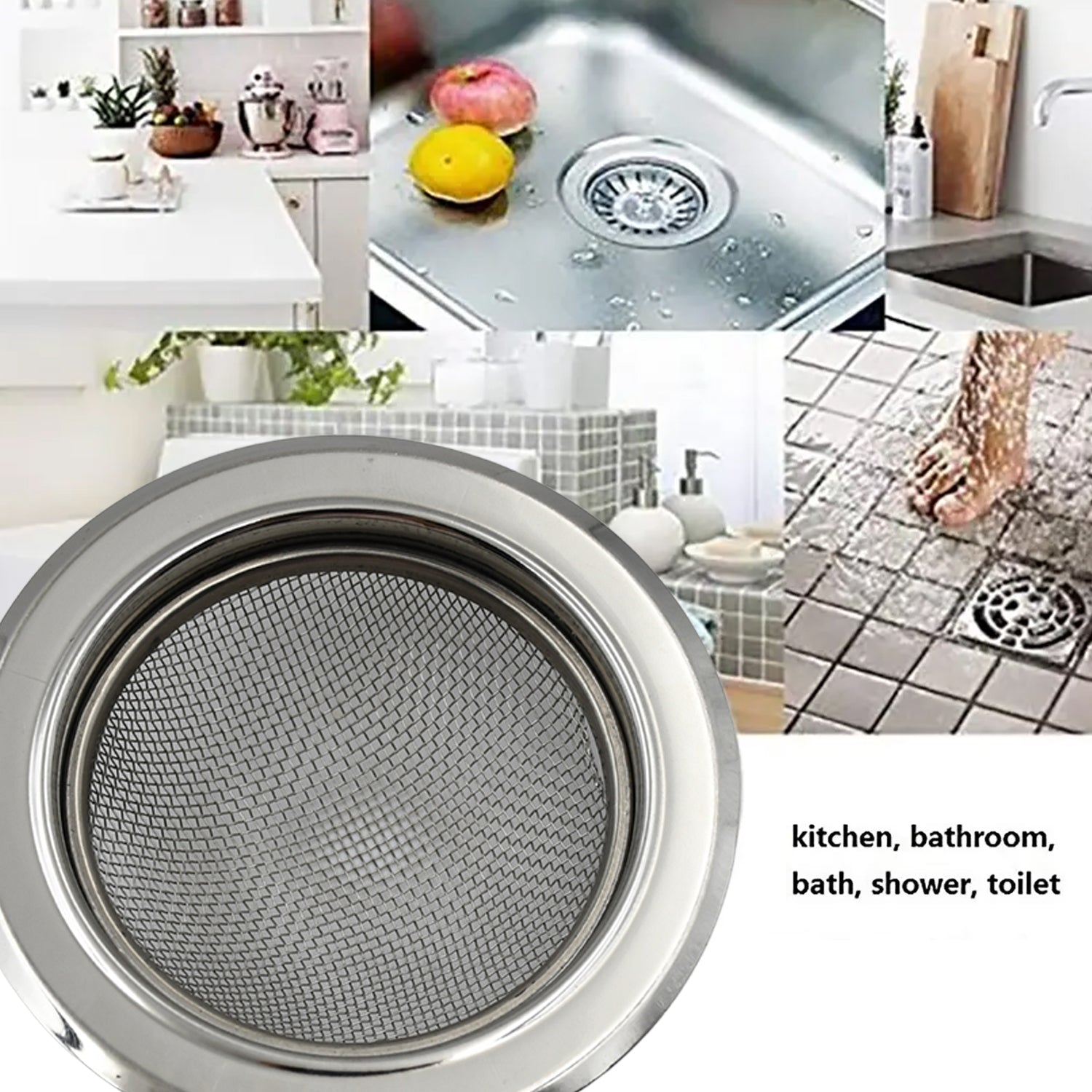 0701 Medium Size Stainless Steel Sink Strainer Kitchen Drain Basin Filter Stopper Drainer - Shop Gharse