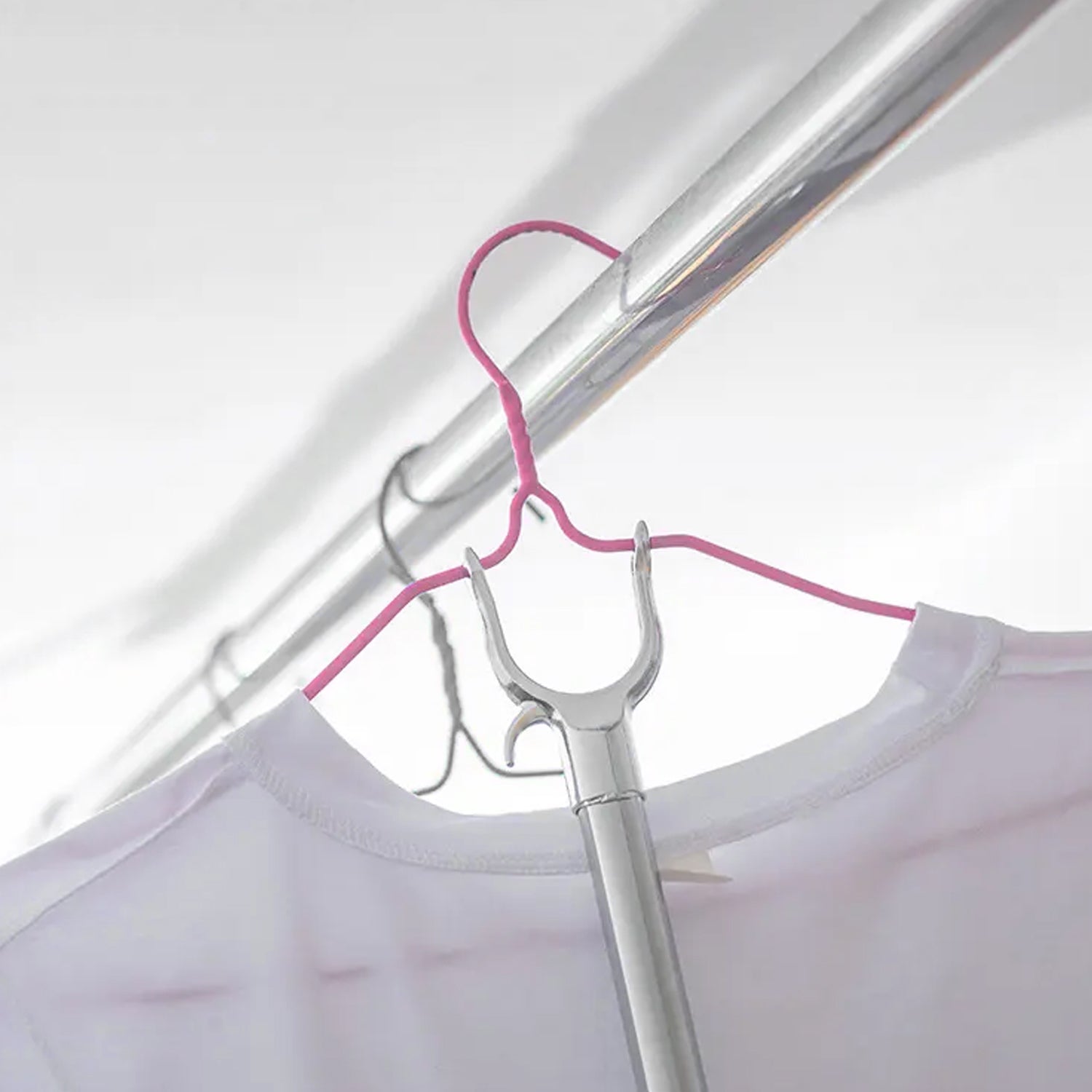 Stainless Steel Telescopic Pole Clothes Hooks Hanger (1 Pc  155 Cm) - Shop Gharse