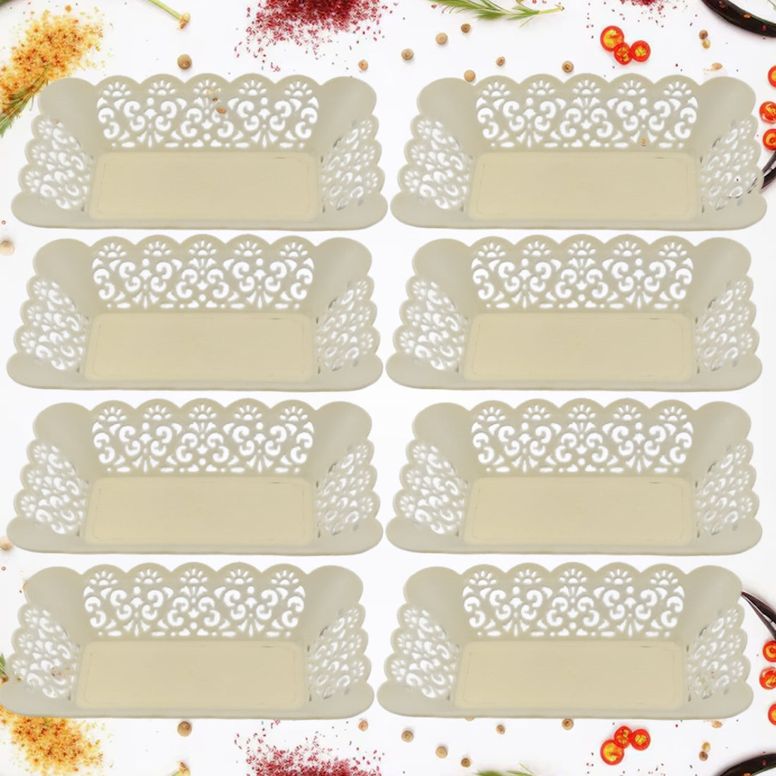 10033 Rectangle Plastic Dinner Plate Snacks  Breakfast Restaurant Serving Trays Home School Coffee Hotel Kitchen Office (8 Pcs Set) - Shop Gharse