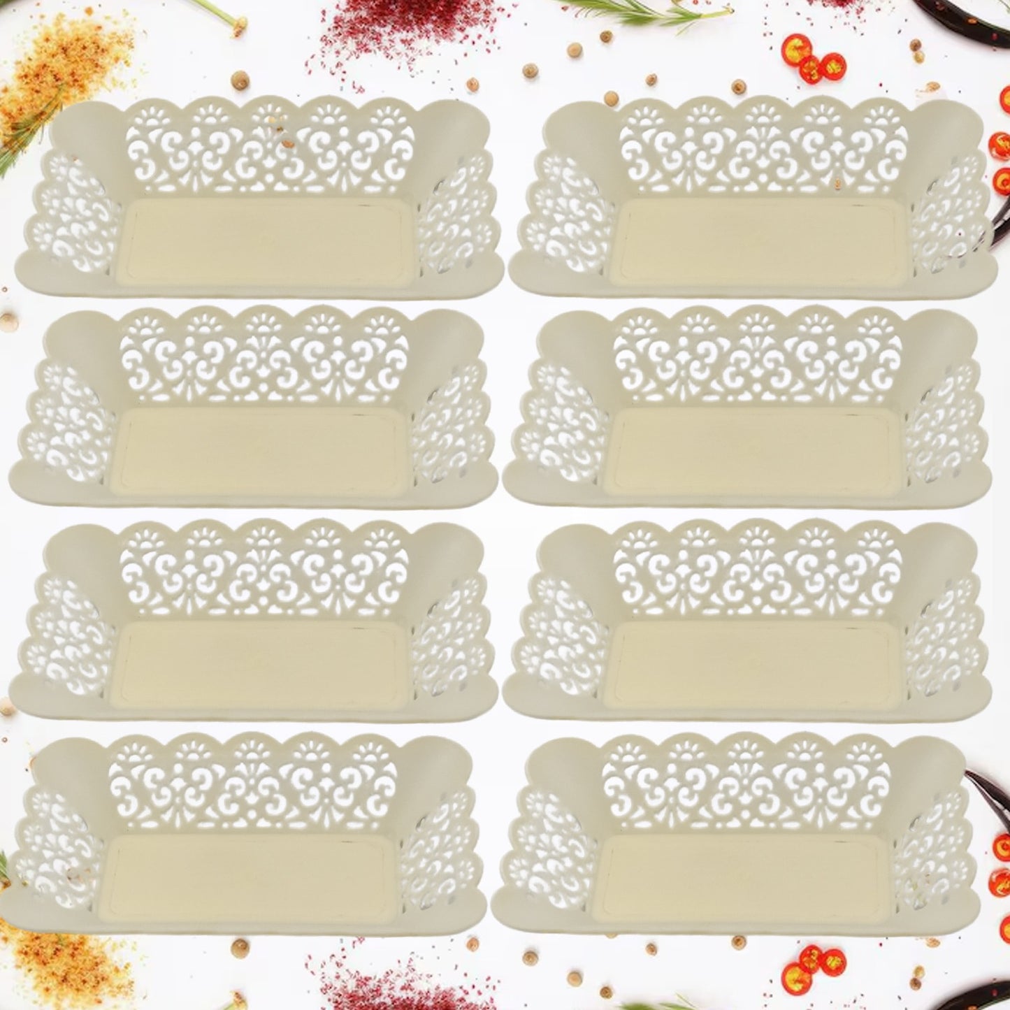 10033 Rectangle Plastic Dinner Plate Snacks  Breakfast Restaurant Serving Trays Home School Coffee Hotel Kitchen Office (8 Pcs Set) - Shop Gharse