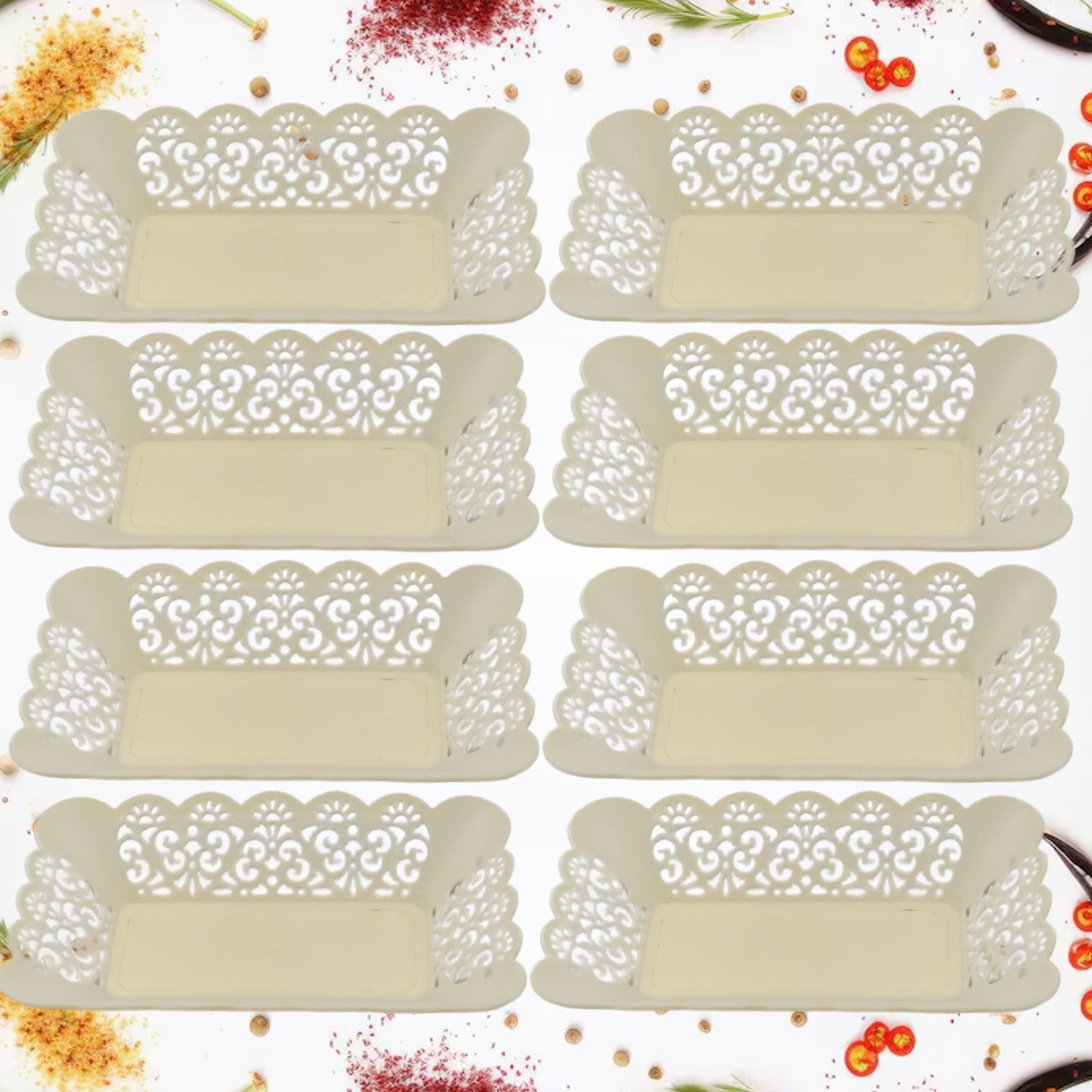 10033 Rectangle Plastic Dinner Plate Snacks  Breakfast Restaurant Serving Trays Home School Coffee Hotel Kitchen Office (8 Pcs Set) - Shop Gharse