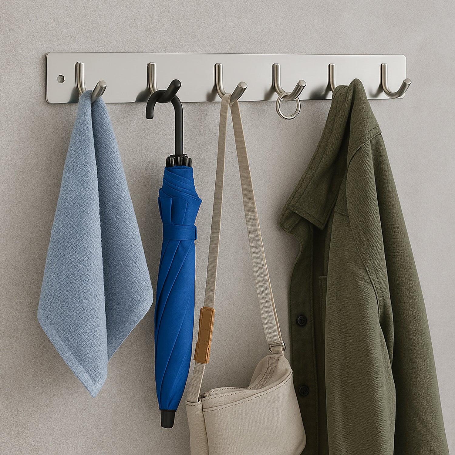 Stainless Steel Wall Mounted Coat 6 Hook Rack (32x3  1pc) - Shop Gharse