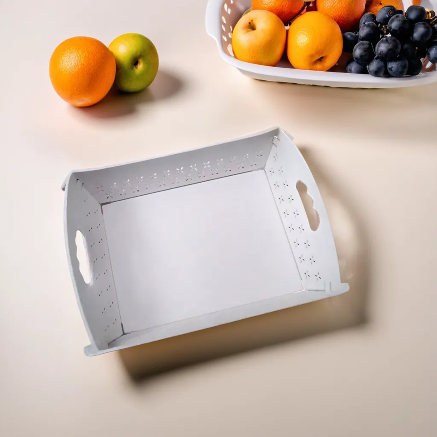 10018 Foldable Serving Tray Plastic Serving Traywith Handle Serving Tray For Food Kitchen Outdoors Restaurants (1 Pc) - Shop Gharse