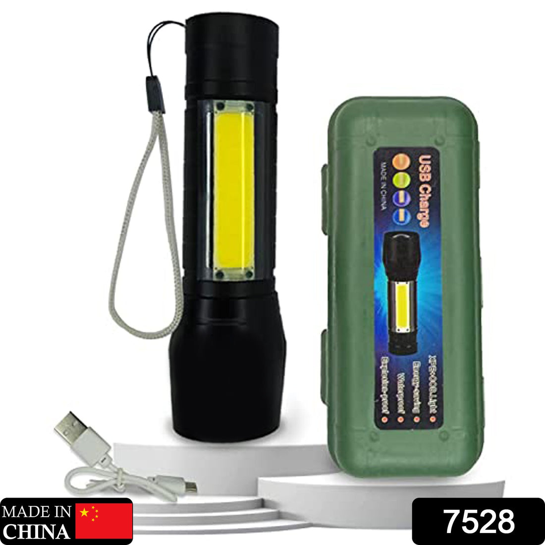 7528  Mini Search Rechargeable Led Long Range Flashlight Emergency Light Torch - Shop Gharse