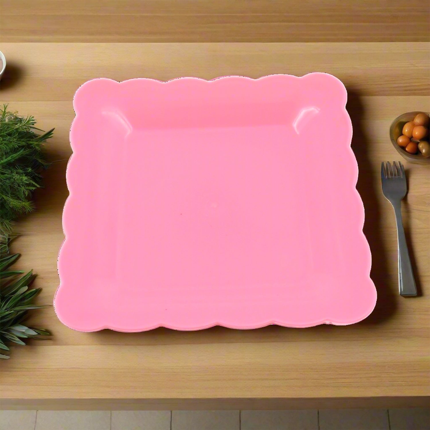 10032 Square Plastic Dinner Plate Snacks  Breakfast Restaurant Serving Trays Home School Coffee Hotel Kitchen Office (8 Pcs Set) - Shop Gharse