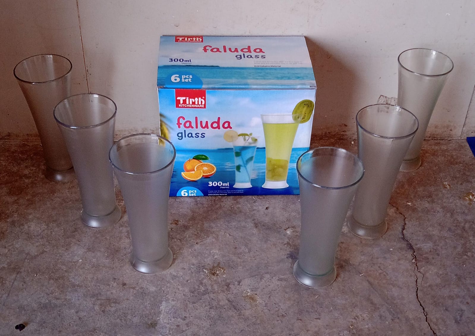 8219 High Quality Faluda Ice Cream Juicer And Water Glasses Set Of 6 Transparent Drinking Water Glasses Stylish Glasses For Faluda Water Juice Glass Set Of 6 Pcs (300 Ml Approx) - Shop Gharse