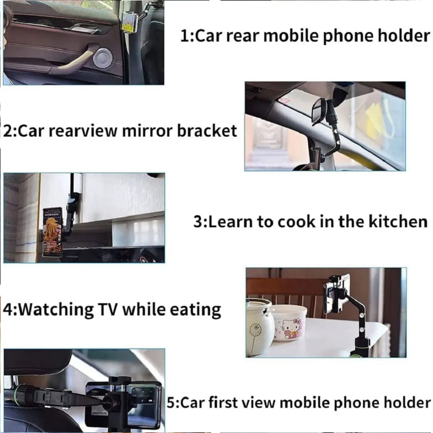 Multifunctional Car Rear View 360 Rotatable Mobile Holder - Shop Gharse