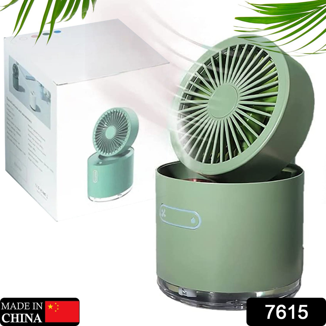 7615 Mini Desktop Cooling Fan Automatic Shaking Head Rotating Spray Humidifier Fan Water Cooling Small Fan Desktop Mini Air Conditioning Fan With Small Water Tank (Battery Not Include) - Shop Gharse
