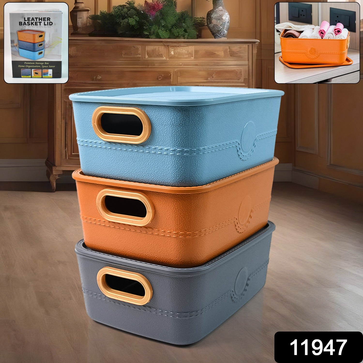 3-piece Plastic Multipurpose Storage Basket Bin Set With Handle (3 Pcs Set) - Shop Gharse