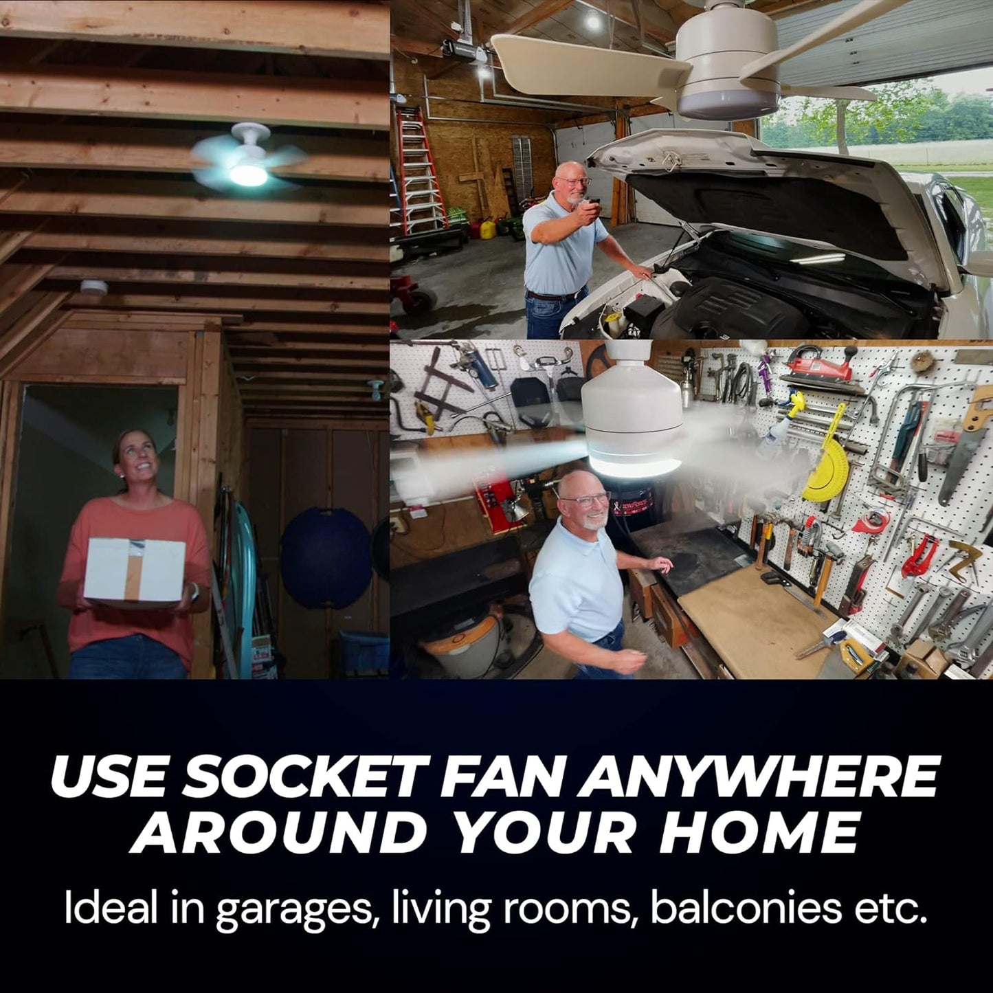 17845 Socket Fan Light Original - Cool Light Led  Ceiling Fans With Lights And Remote Control Replacement For Lightbulb - Bedroom Kitchen Living Room1000 Lumens  5000 Kelvins Cool Leds (Remote Battery Not Included) - Shop Gharse