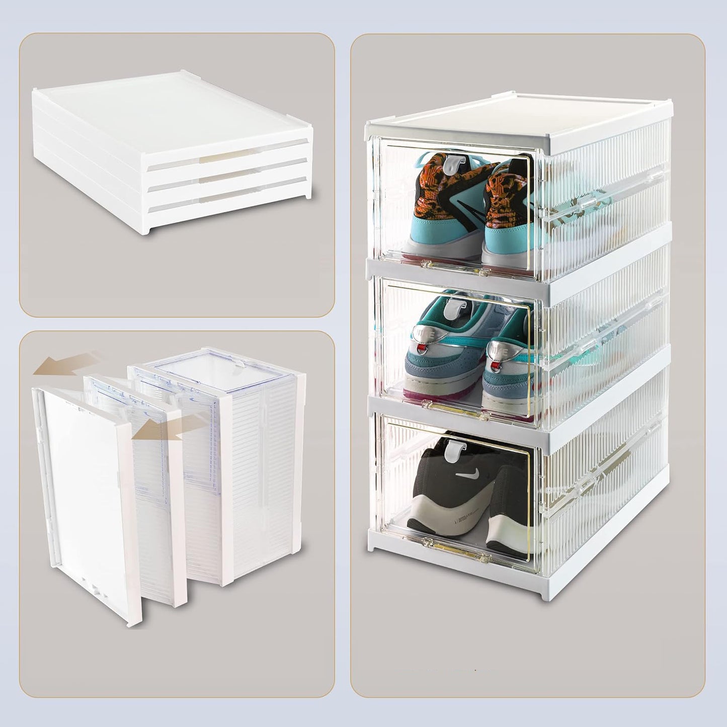 Stackable Multifunctional Storage For Clothes Foldable Drawer Shelf Basket Utility Cart Rack Storage Organizer Cart For Kitchen Pantry Closet Bedroom Bathroom Laundry (3 Layer 1 Pc) - Shop Gharse
