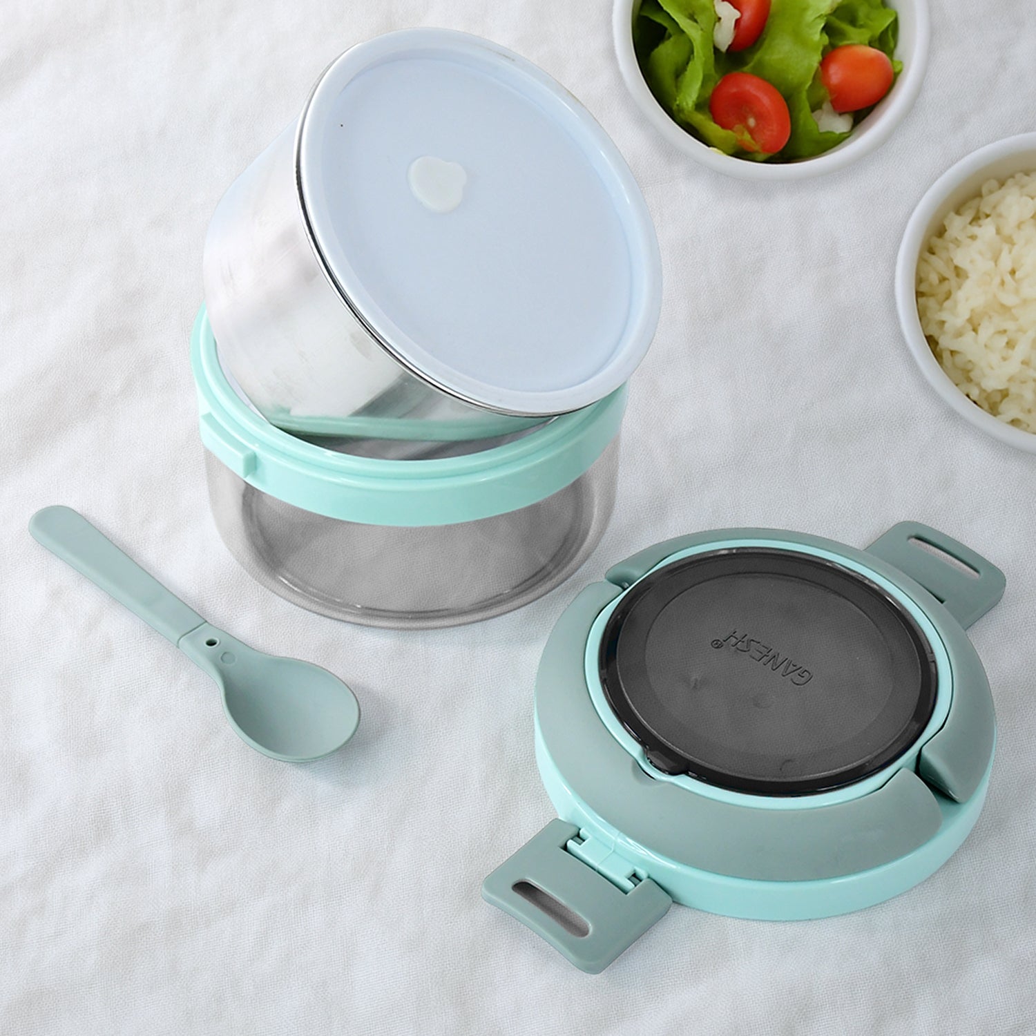Ganesh Tiara 400ml Stainless Steel Insulated Lunch Box With Leakproof Lid  Folding Spoon - Shop Gharse