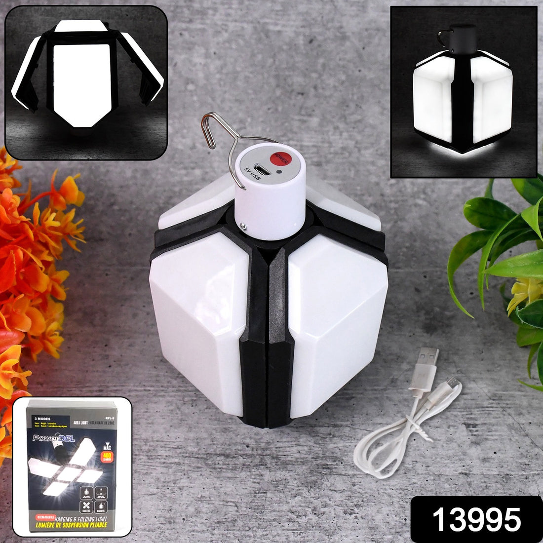 Foldable Camping Light Usb Rechargeable Led Lamp With Hanging Hook (1 Pc) - Shop Gharse