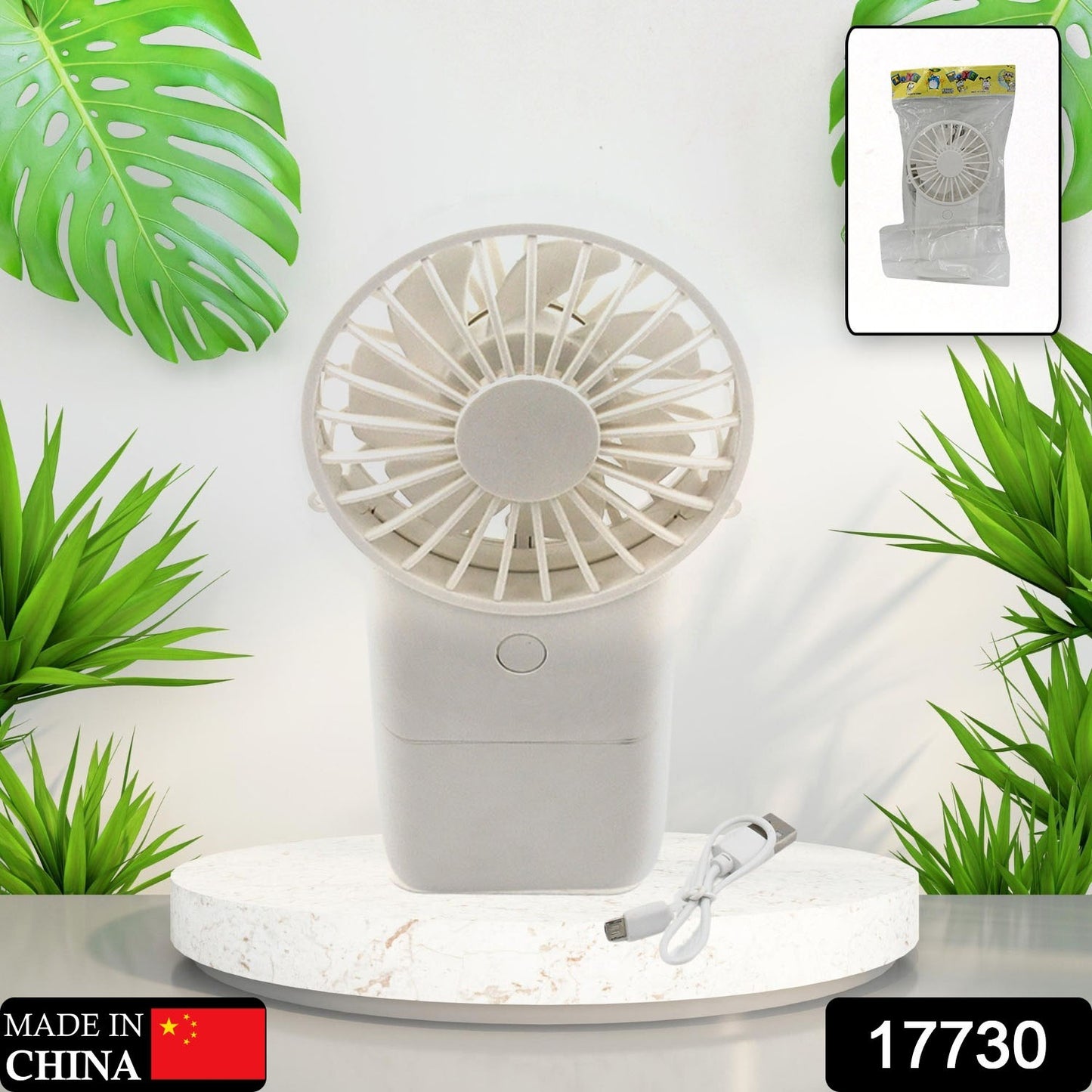 17730 Portable Small Electric Fan Handheld Fan With 3 Modes Usb Rechargeable Mini Student Handheld Class Personal Fan (1 Pc) - Shop Gharse